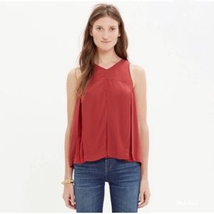 Madewell Trapeze tank red pleated v-neck size 4